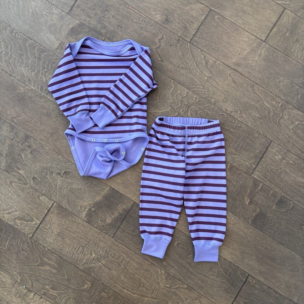 Patagonia Kids Purple and Dark Purple Striped Bodysuit & Pants Set
